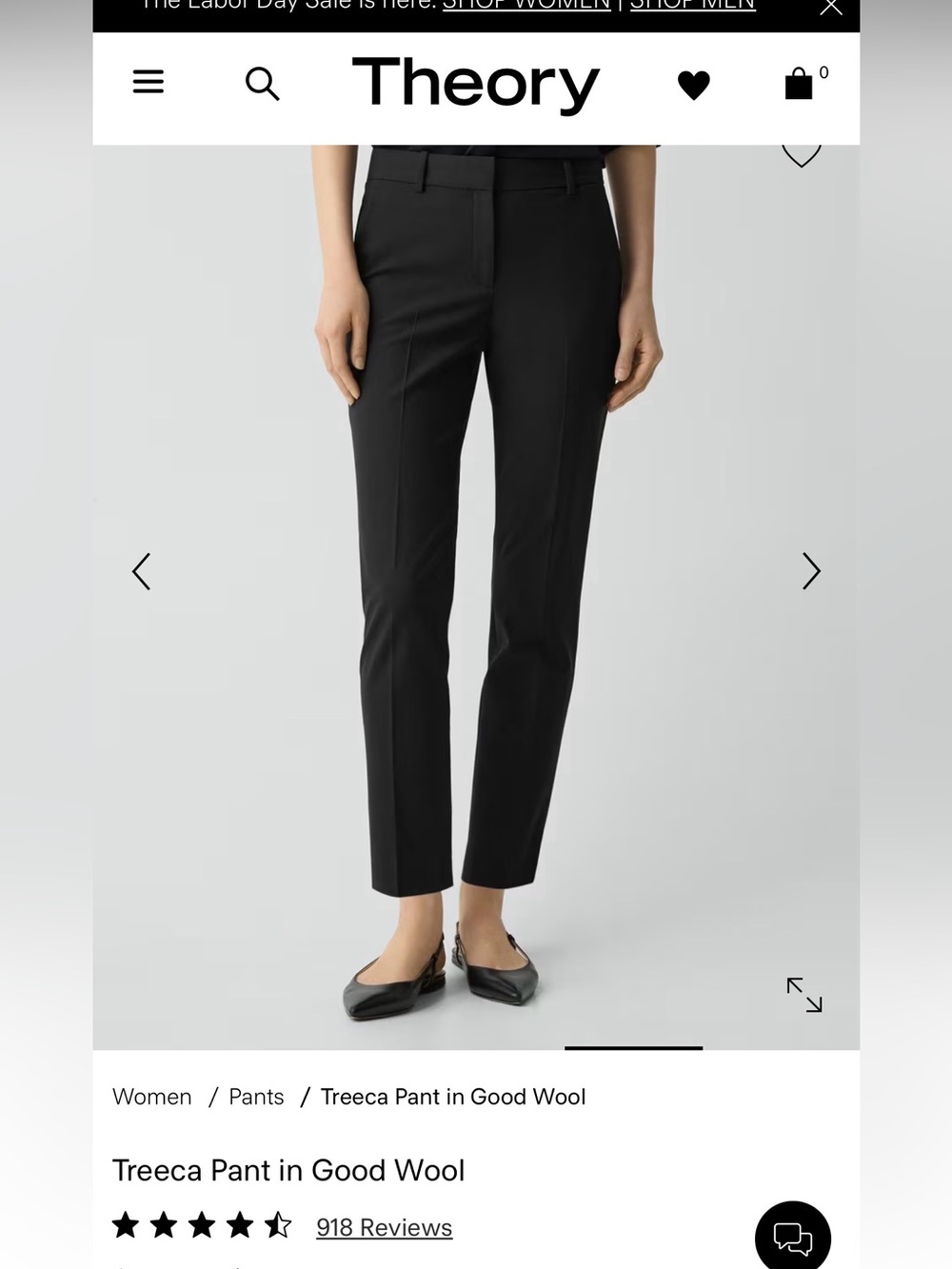 Theory Treeca Wool Blend Ankle Pants in Black size 4